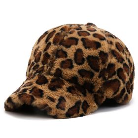Fashion Leopard Fleece Baseball All-matching Peaked Cap (Option: Leopard Brown-Adjustable)