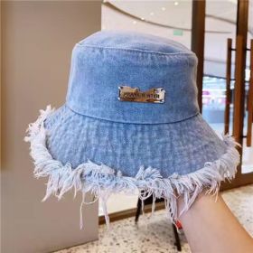 Jean Fisherman Hat Women's Spring And Summer Thin Washed Old Frayed Edge Bucket Hat Outdoor (Option: Light Blue-M)