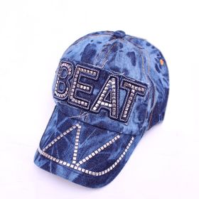 Korean Style Hat Fashion Hat New Women's Hat Baseball Cap Rhinestone Denim Wholesale (Option: Dark Blue)
