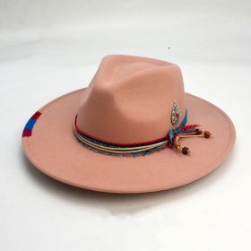 Wool-like Autumn And Winter Felt Cap British Woolen Hat (Option: Pendant Pink-LorXL)