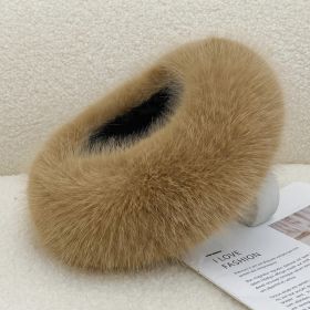 Autumn And Winter Fur No Topless Hat Hair Ring Fur Thickening (Option: Camel-Free Size)
