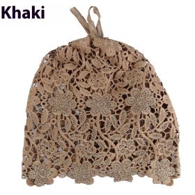 Hat Female Ethnic Style Flower Hat Hollow Single Layer Pullover (Option: Khaki-Free Size)