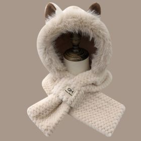 Autumn And Winter Cute Furry Fox Ear Hat (Option: Beige-Free Size)