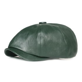 Leather Octagonal Cap Women's Retro (Option: Dark Green-Adjustable)