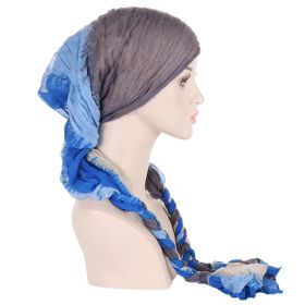 Tam-o'-shanter Hand-woven Braid Bandana Scarf Female Cap (Option: Gray And Blue Gradient)