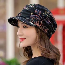 Female Korean Version Of A Hundred Soft Brim Hat Ethnic Wind (Option: Black-One size)