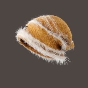 Korean Style Autumn And Winter Plush Knitted Mixed Color Stripe Warm (Option: Yellow)