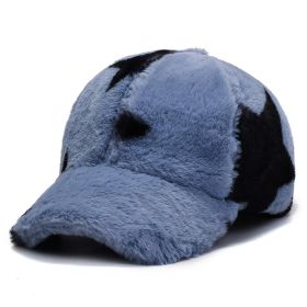 Fashion Leopard Fleece Baseball All-matching Peaked Cap (Option: Blue Five Stars-Adjustable)