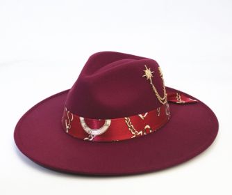Wool-like Autumn And Winter Felt Cap British Woolen Hat (Option: Scarf wine red-LorXL)