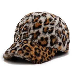 Fashion Leopard Fleece Baseball All-matching Peaked Cap (Option: Leopard White Dots-Adjustable)