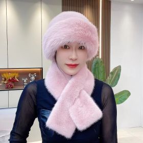 Suit Winter Scarf Mongolian Cap Plush Hat Women's Thickened (Option: Pink-Free Size)