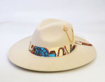 Wool-like Autumn And Winter Felt Cap British Woolen Hat (Option: Silk scarf beige-LorXL)