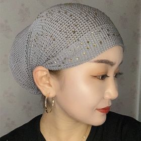 Elastic Hot Drilling Toque Fashion (Option: Gray-Free Size)