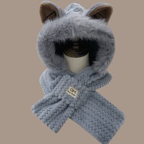 Autumn And Winter Cute Furry Fox Ear Hat (Option: Gray-Free Size)