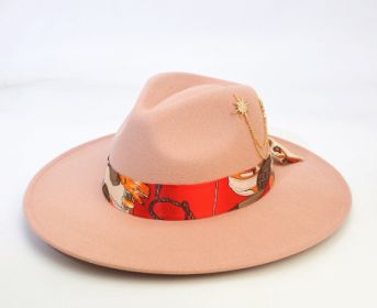 Wool-like Autumn And Winter Felt Cap British Woolen Hat (Option: Scarf in pink-LorXL)