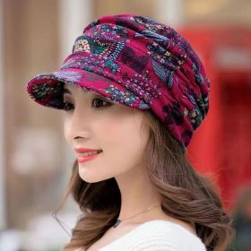 Female Korean Version Of A Hundred Soft Brim Hat Ethnic Wind (Option: Red-One size)