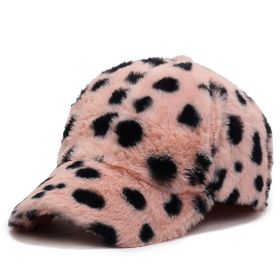 Fashion Leopard Fleece Baseball All-matching Peaked Cap (Option: Pink Dotted-Adjustable)