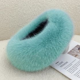 Autumn And Winter Fur No Topless Hat Hair Ring Fur Thickening (Option: Azure-Free Size)