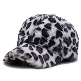 Fashion Leopard Fleece Baseball All-matching Peaked Cap (Option: White Gray Dot-Adjustable)
