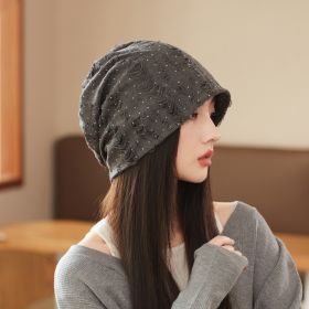 Korean Style Ripped Pile Heap Cap Children Autumn And Winter Fashion All-matching Make Face Look Smaller (Option: Dark Gray-Adjustable)