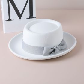 Vintage Bow British Wild Leisure Fashion Top Hat (Option: White-Free Size)