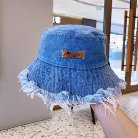 Jean Fisherman Hat Women's Spring And Summer Thin Washed Old Frayed Edge Bucket Hat Outdoor (Option: Dark Blue-M)