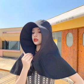 Integrated Neck And Shawl Sunscreen Hat (Option: Black-Free Size)
