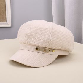 Women's Outdoor Warm Sunshade Pleated Octagonal Hat (Option: Beige-M)