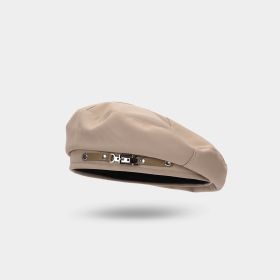Black Design Sense Minority All-match Painter Cap (Option: Khaki-Free Size)