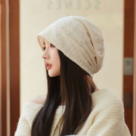 Korean Style Ripped Pile Heap Cap Children Autumn And Winter Fashion All-matching Make Face Look Smaller (Option: Beige-Adjustable)