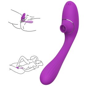 10 sucking and vibration modes; Automatic Women Vibrate Powerful ThrustinG Viberate Adult Toy for Women Pleasure Inch Smooth Bendable Silicone Wand wi (Color: Purple)