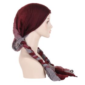 Tam-o'-shanter Hand-woven Braid Bandana Scarf Female Cap (Option: Greyish Wine Red Gradient)