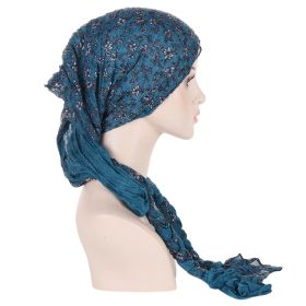Tam-o'-shanter Hand-woven Braid Bandana Scarf Female Cap (Option: Haqing Flowers)