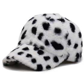 Fashion Leopard Fleece Baseball All-matching Peaked Cap (Option: White Dots-Adjustable)